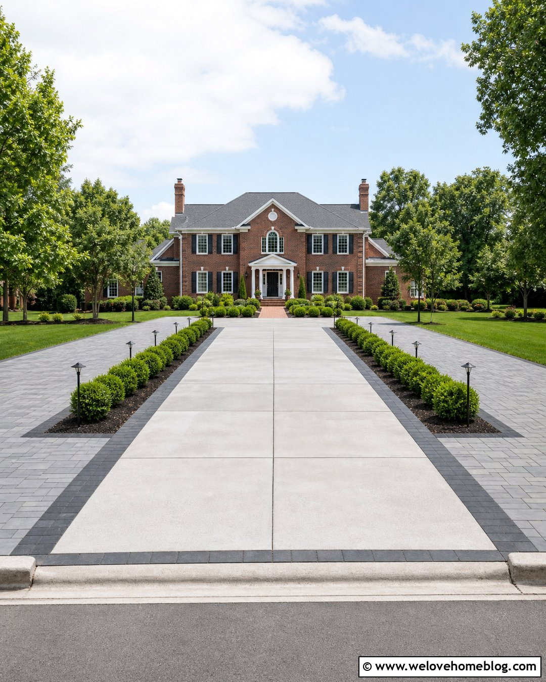 Symmetrical Paver Driveway Extensions - 25 Paver Driveway Extension Ideas