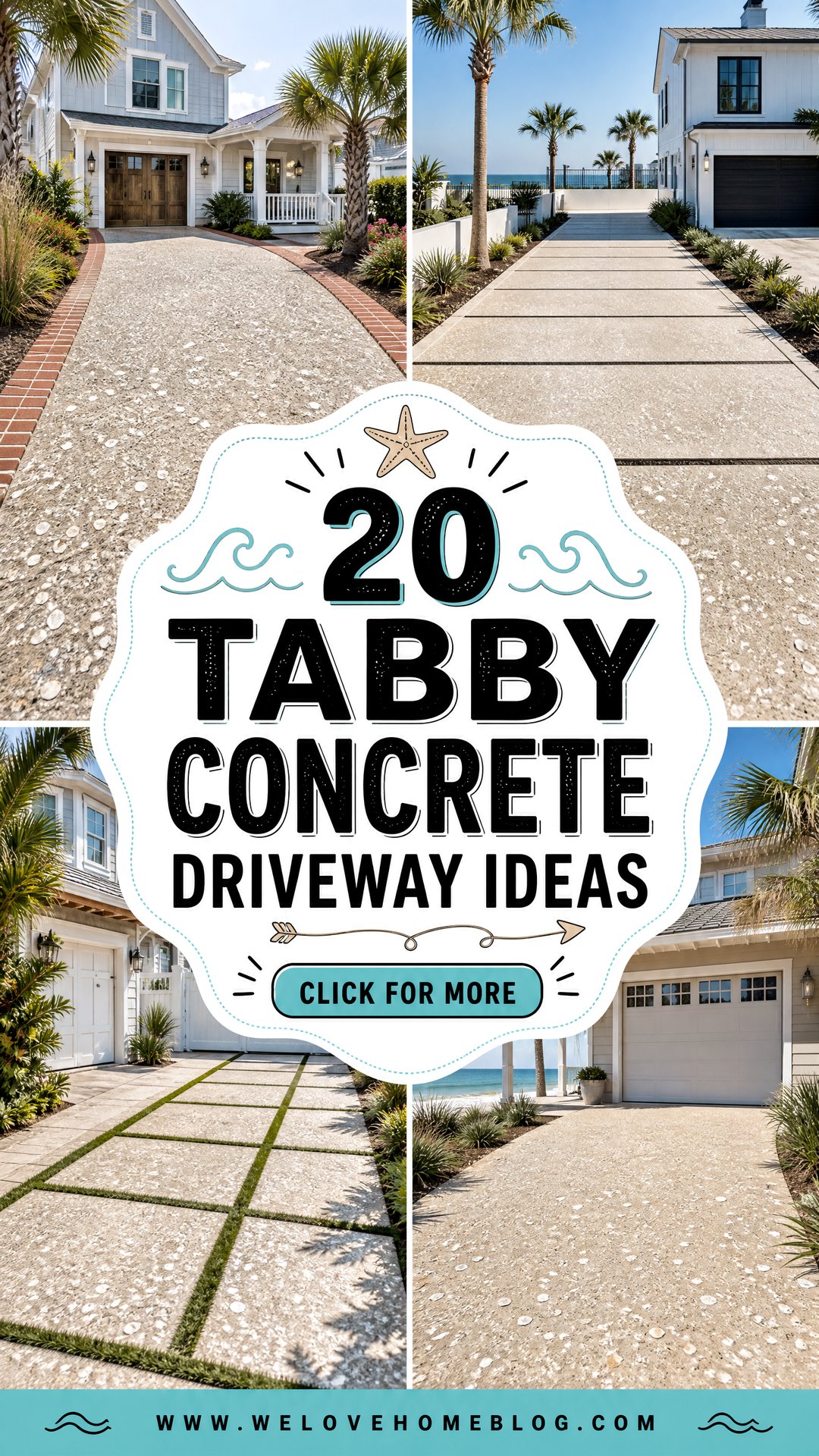 20 Tabby Concrete Driveway Ideas for Coastal Curb Appeal - 20 Tabby Concrete Driveway Ideas for Coastal Curb Appeal