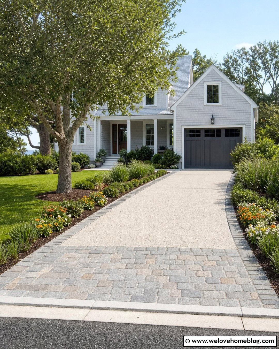 Tabby Concrete Driveway With Cobblestone Apron - 20 Tabby Concrete Driveway Ideas