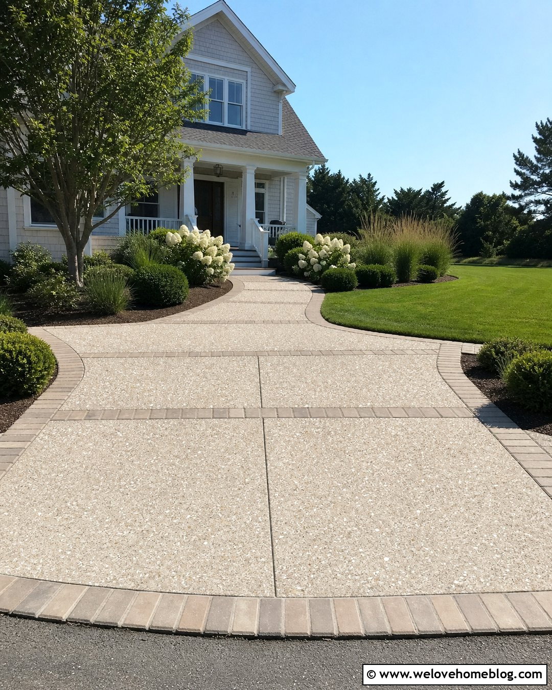 Tabby Concrete Driveway With Matching Walkway - 20 Tabby Concrete Driveway Ideas