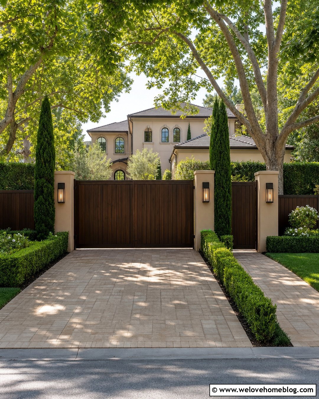 Tall Driveway Gate Pillars With Privacy Gate - 20 Driveway Gate Pillars Ideas