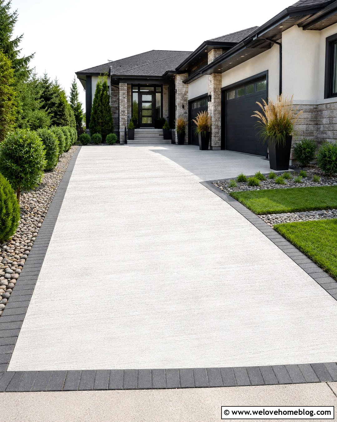 Tall Driveway Pots With Ornamental Grass - 20 Driveway Pots Ideas