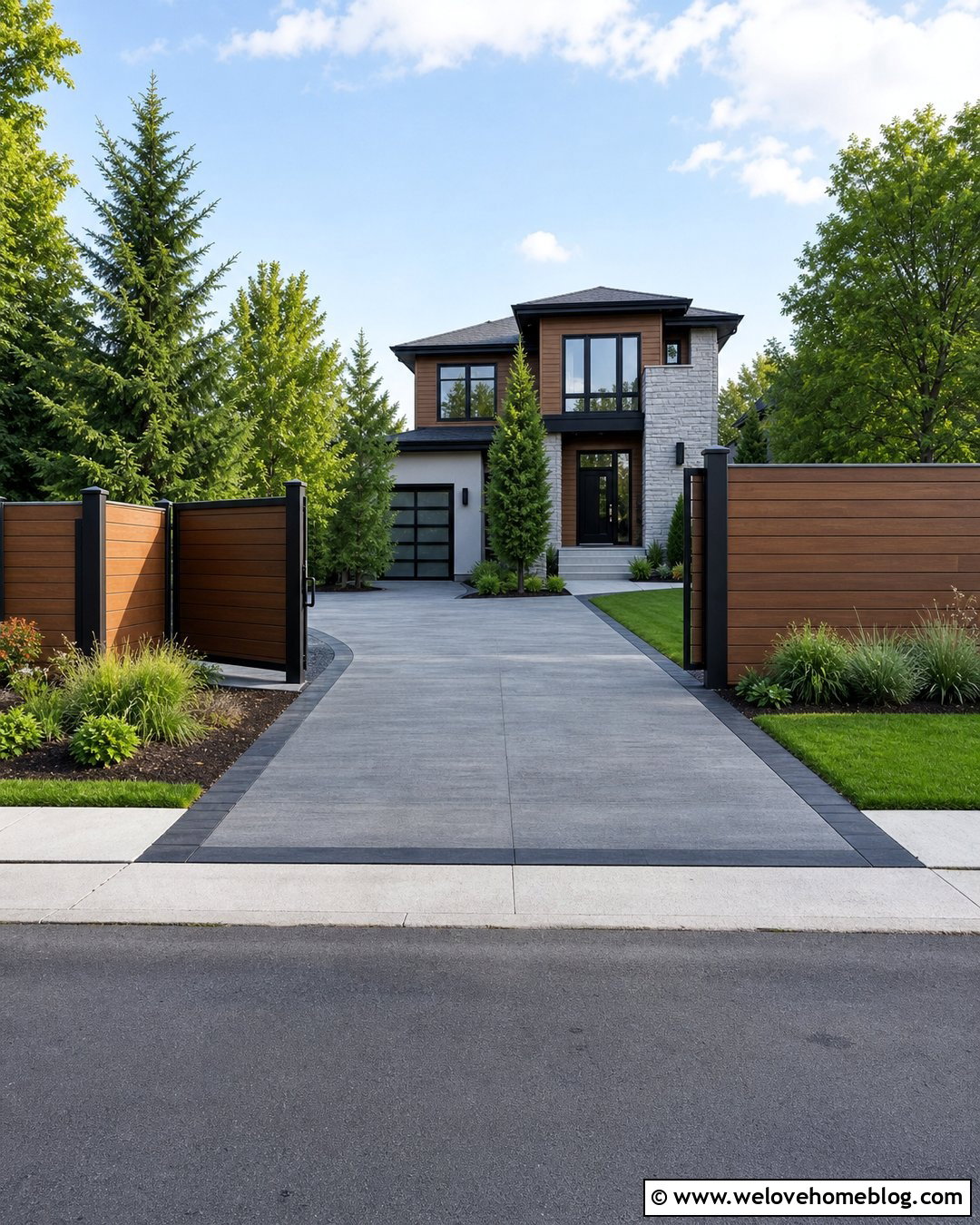 Tall Privacy Driveway Fence - 25 Driveway Fencing Ideas