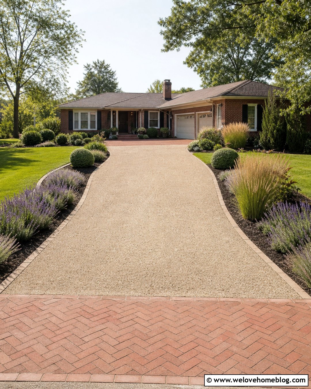 Tan Chip Seal Driveway With Brick Apron - 25 Chip Seal Driveway Ideas