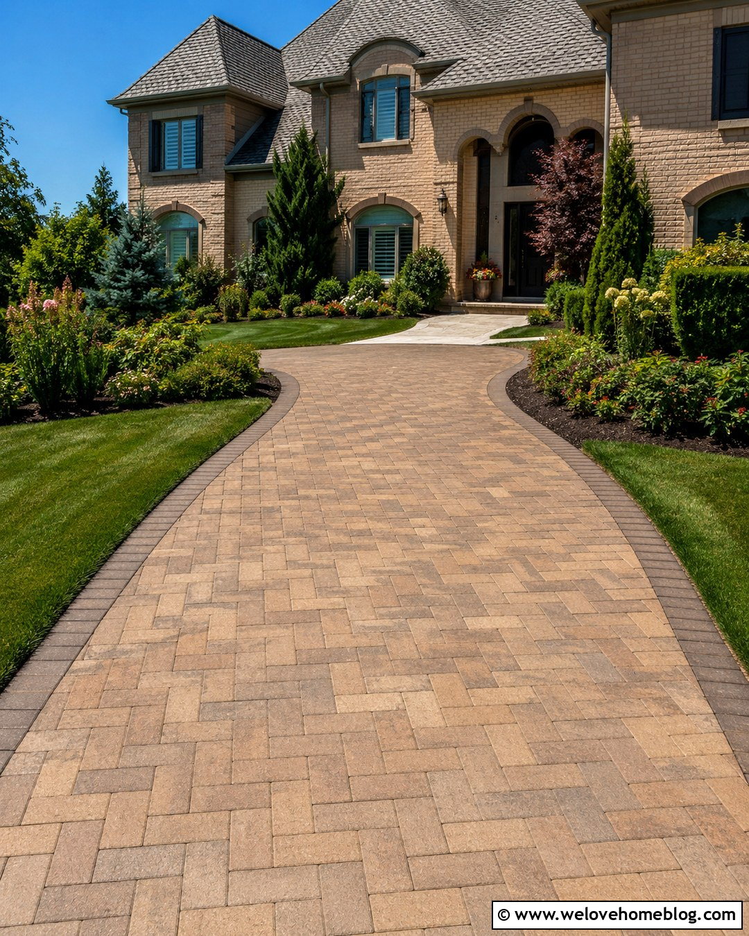 Tan Paver Driveway - 20 Choosing Driveway Colors Ideas