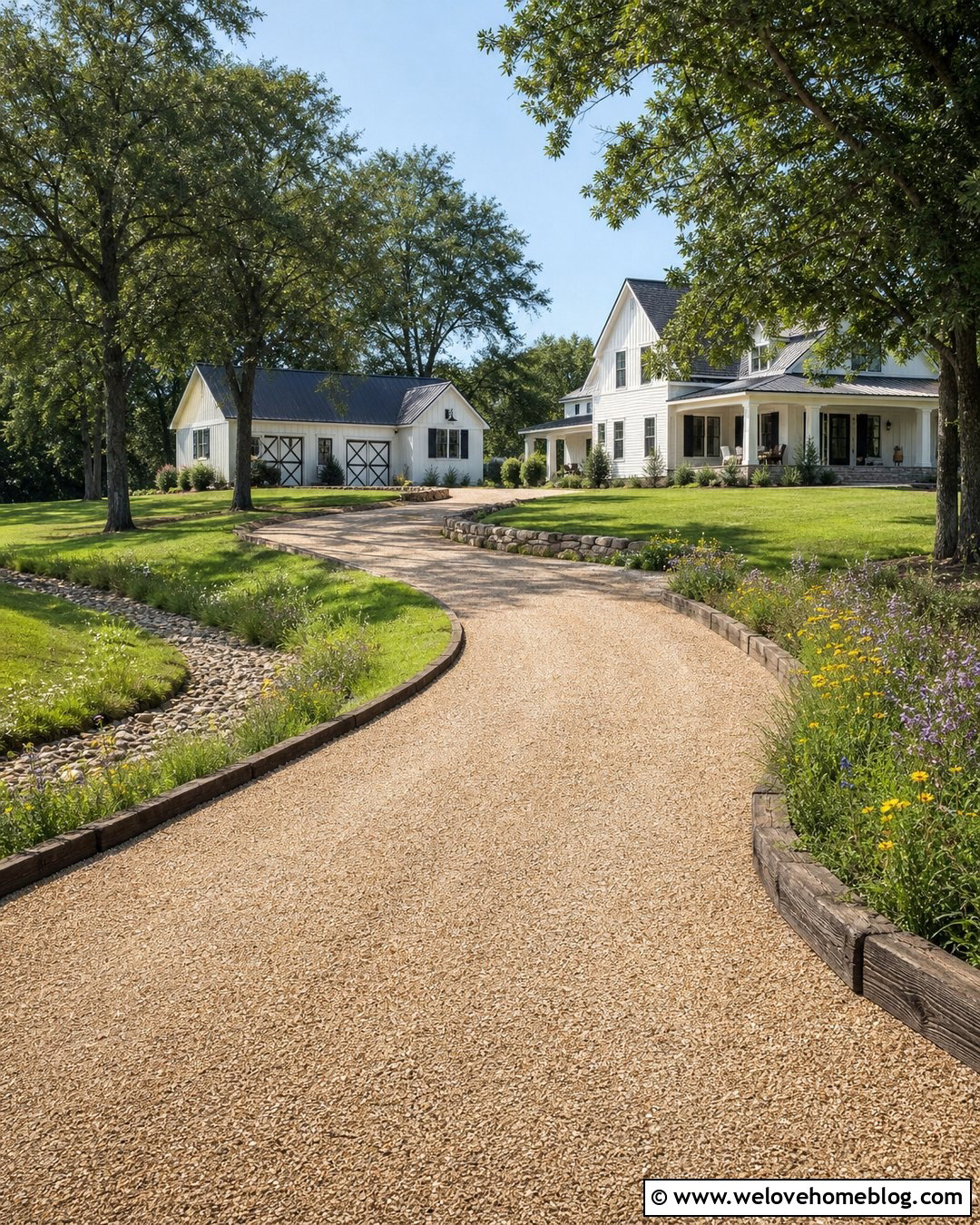 Tan Sealed Gravel Driveway With Timber Edging - 20 sealed gravel driveway ideas