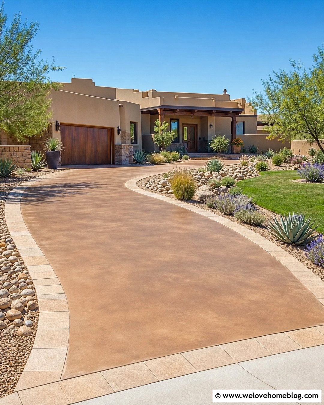 Tan Stained Concrete Driveway - 20 Stain Concrete Driveway Ideas