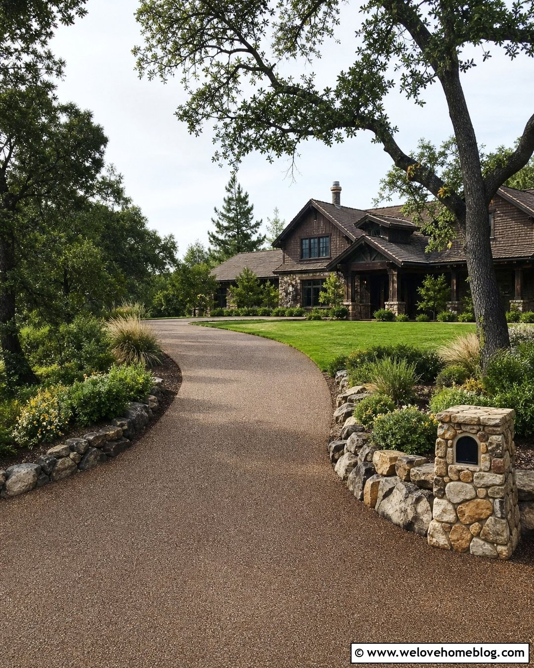Tar And Chip Driveway With Fieldstone Borders - 20 Concrete Alternatives Driveway Ideas