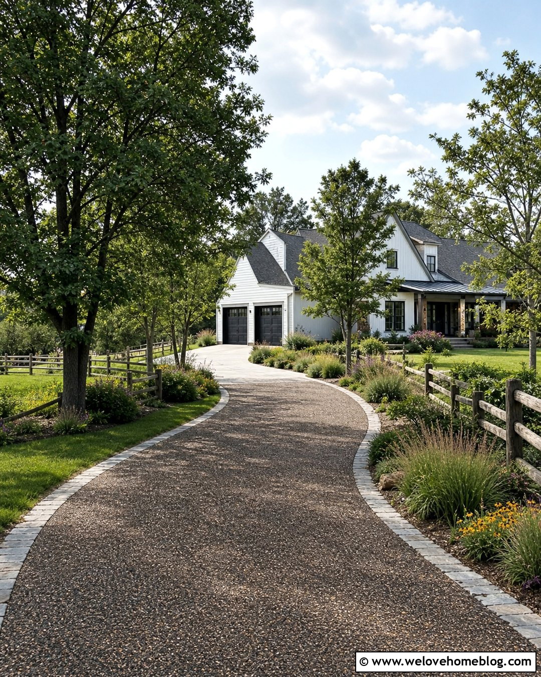 Tar And Chip Driveway With Native Planting - 20 Residential Driveway Ideas