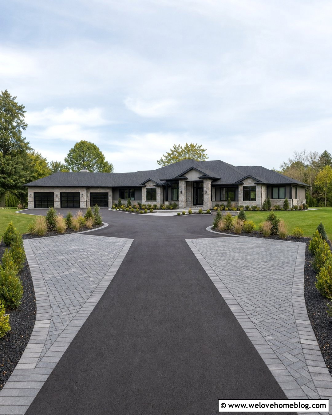 Tarmac Driveway With Block Paving Parking Bays