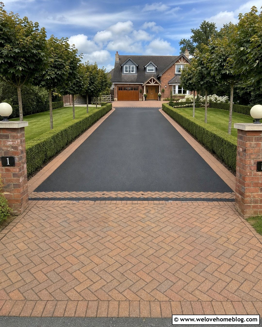 Tarmac Driveway With Herringbone Entrance Border - 20 Tarmac Driveway With Border Ideas