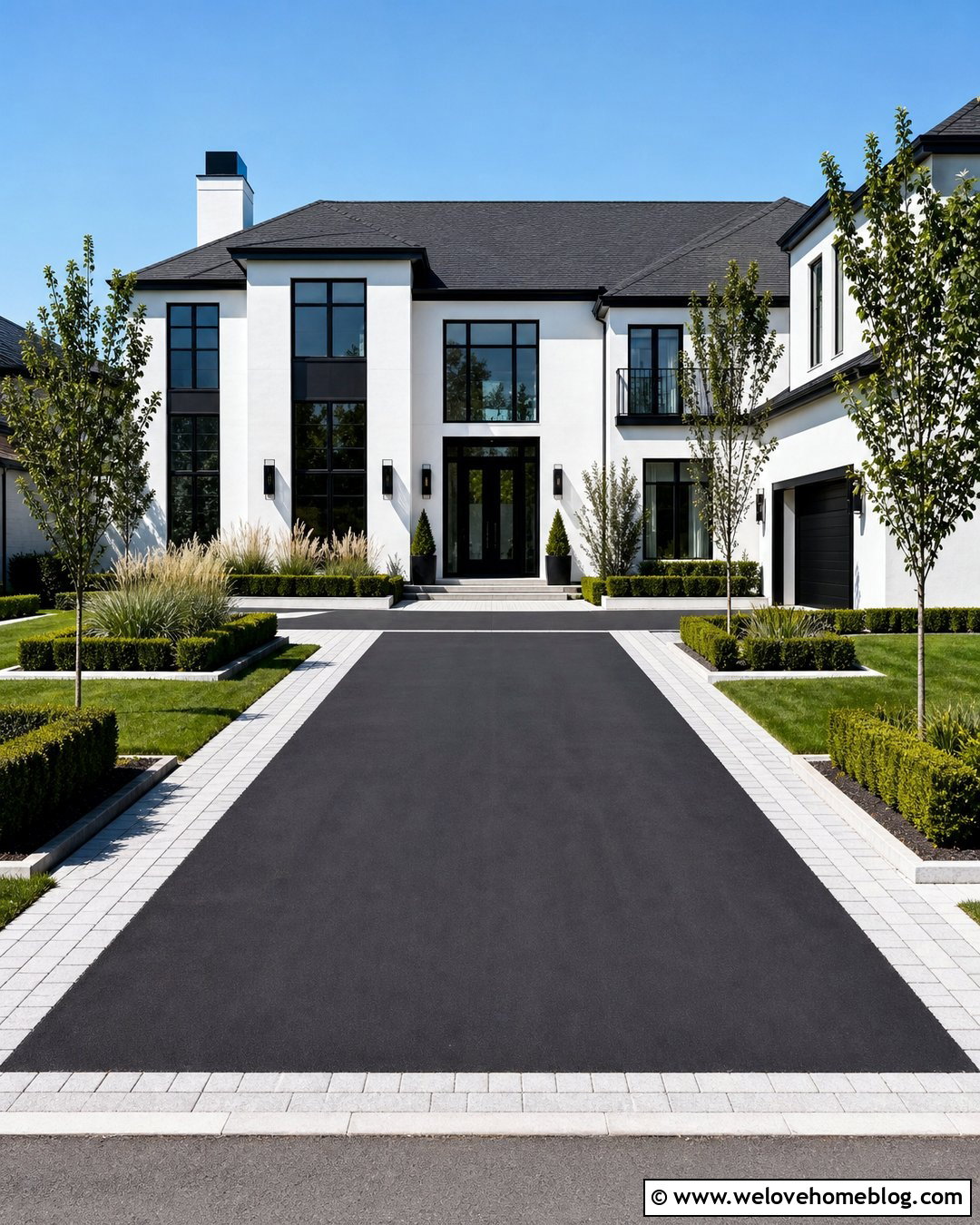 Tarmac Driveway With Light Gray Paver Border - 20 Tarmac Driveway With Border Ideas
