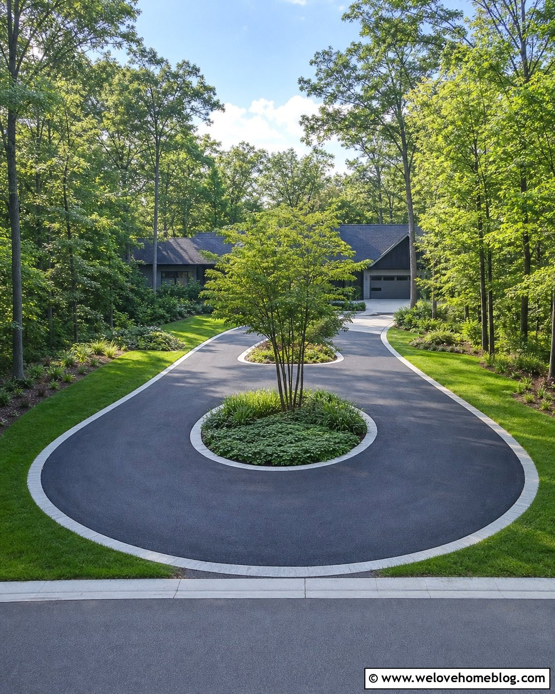 Teardrop Asphalt Driveway Turnaround - 20 Turnaround Driveway Ideas