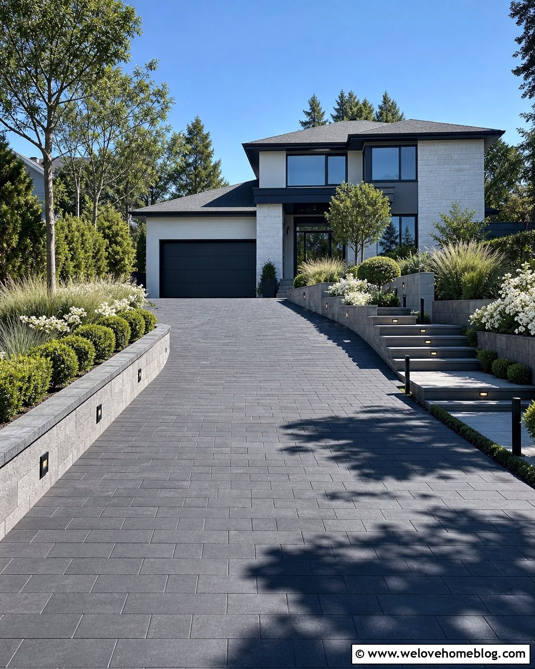 Terraced Driveway With Built In Lighting - 20 terrace driveway ideas