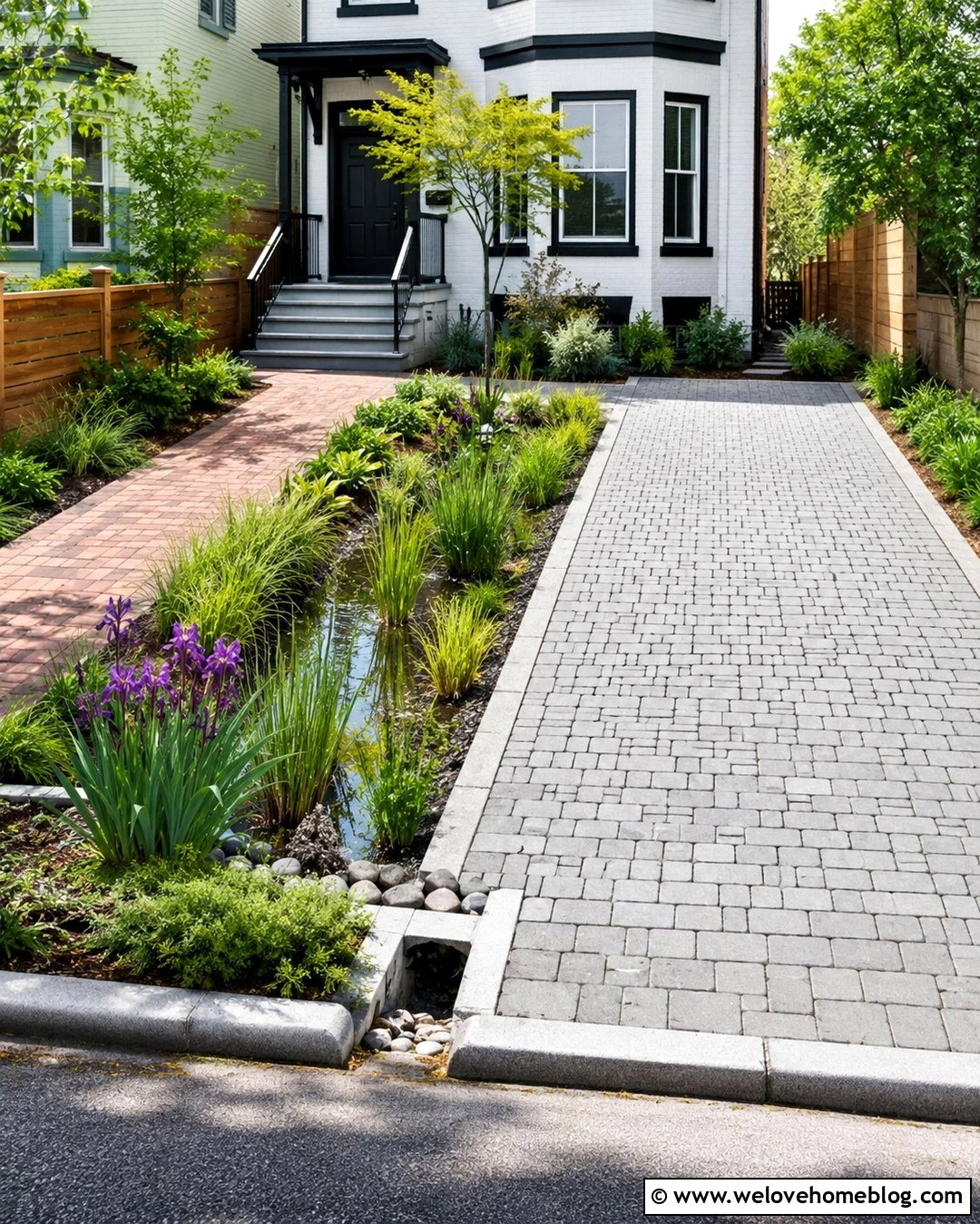 Terraced House Driveway With Rain Garden - 20 Terraced House Driveway Ideas
