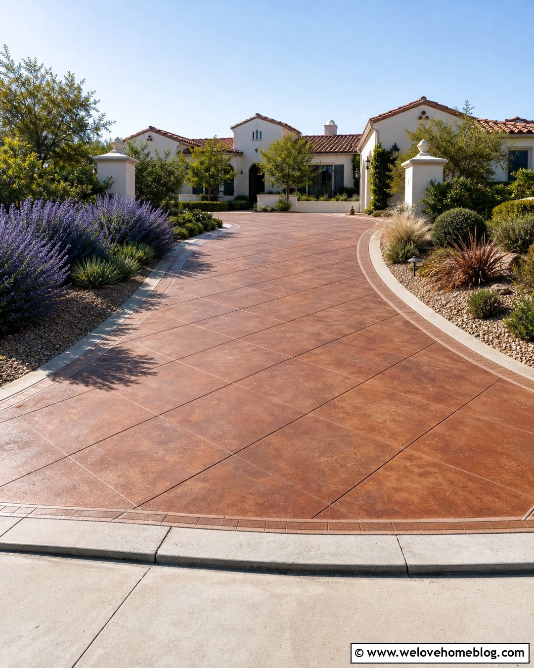 Terracotta Diamond Cut Concrete Driveway - 20 Diamond Cut Concrete Driveway Ideas