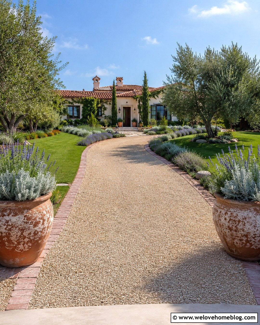 Terracotta Driveway Pots With Lavender - 20 Driveway Pots Ideas