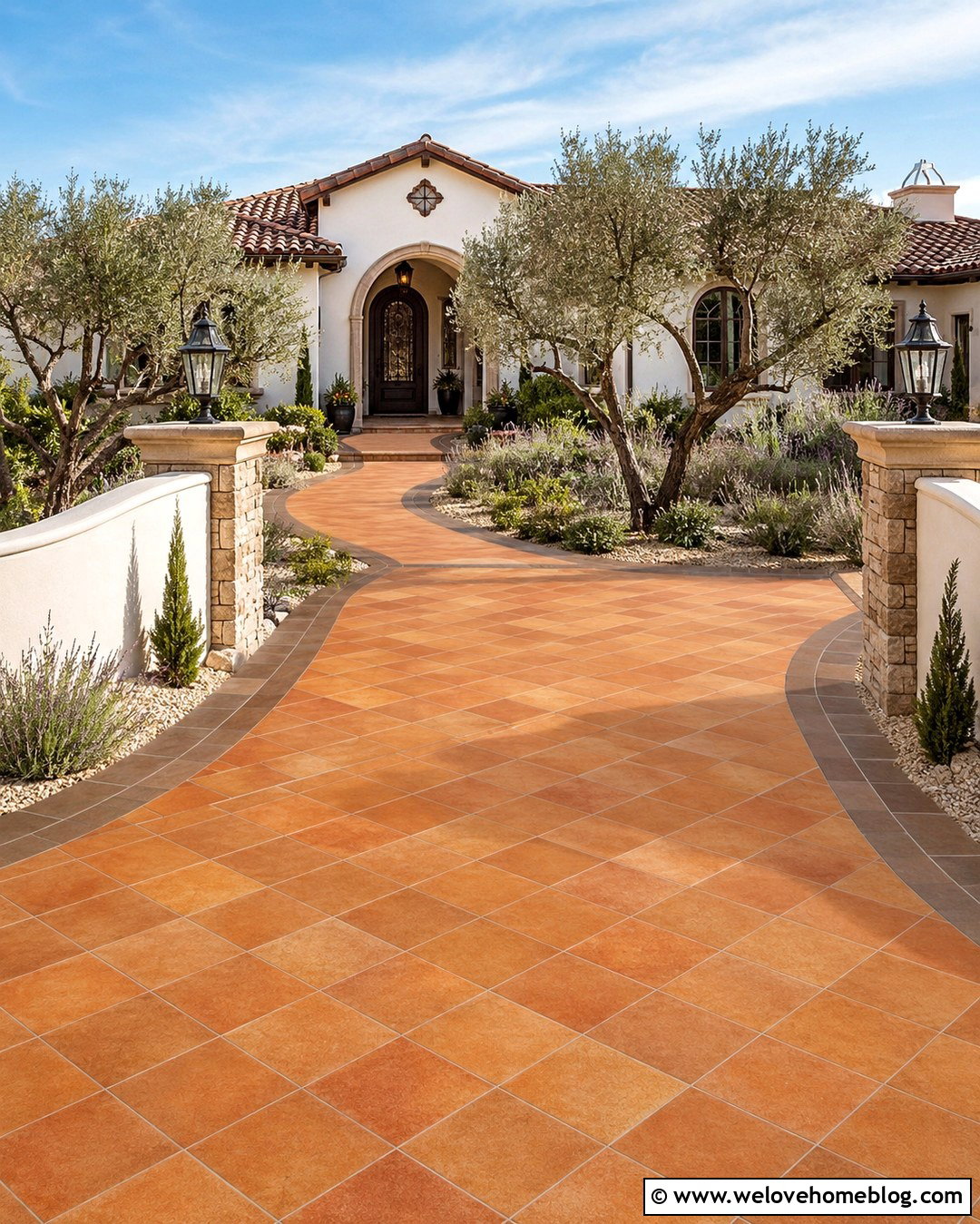 Terracotta Look Tiled Driveway - 20 Tiled Driveway Ideas