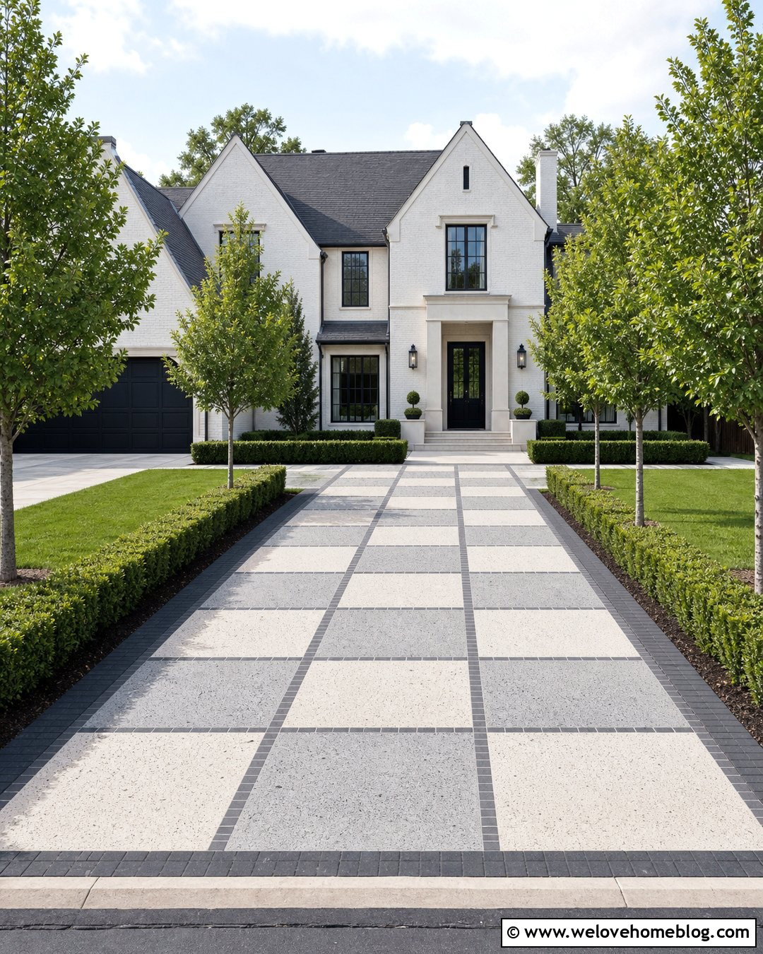 Terrazzo Driveway With Checkerboard Panels - 20 Terrazo Driveway Ideas