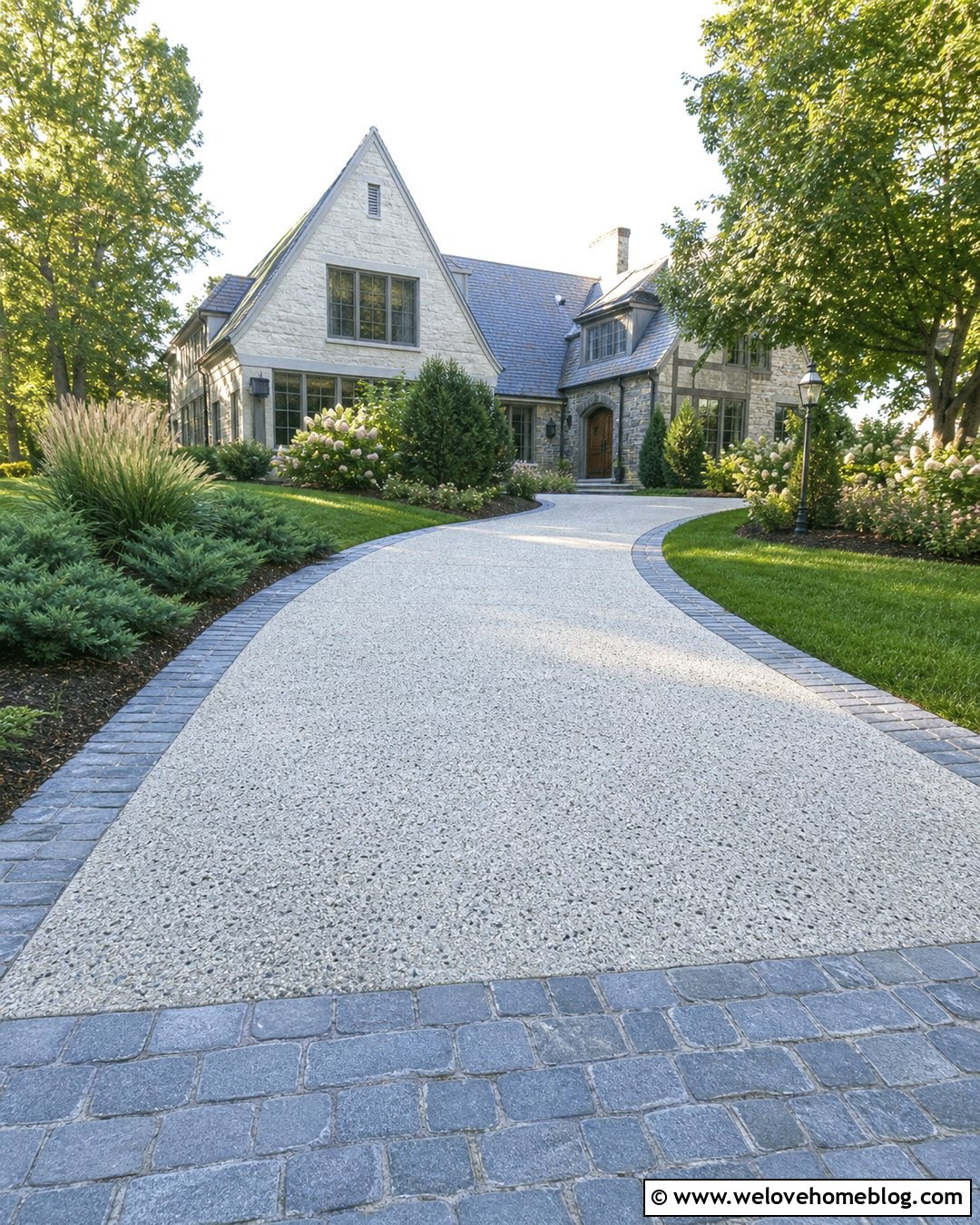Terrazzo Driveway With Cobblestone Apron - 20 Terrazo Driveway Ideas