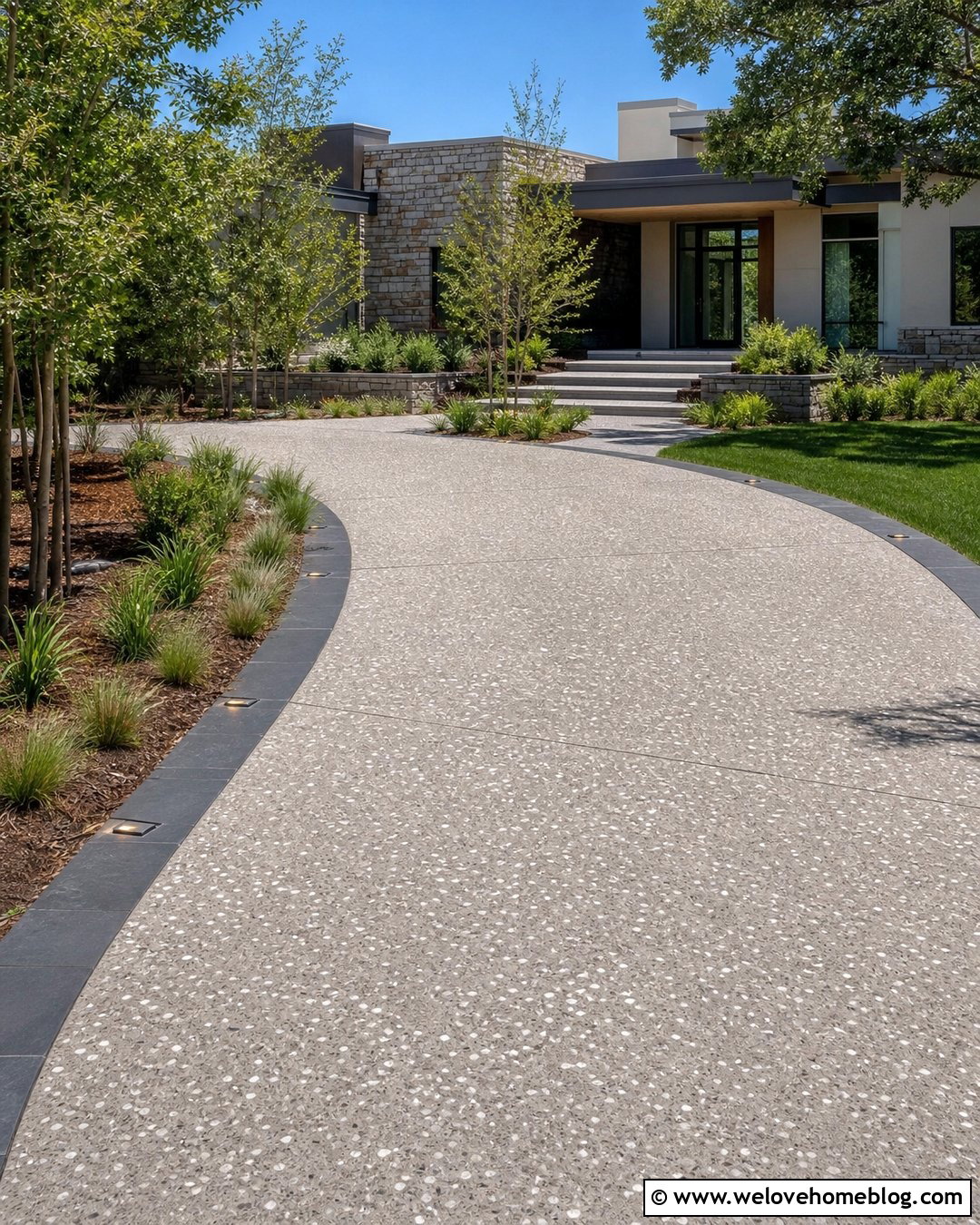 Terrazzo Driveway With Illuminated Borders - 20 Terrazo Driveway Ideas
