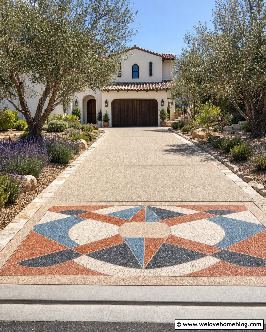 Terrazzo Driveway With Mosaic Entrance - 20 Terrazo Driveway Ideas