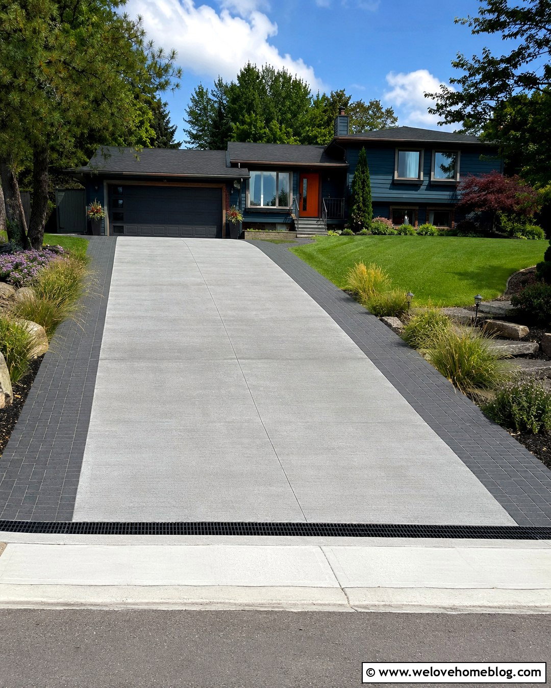 Textured Concrete Steep Driveway - 20 Steep Driveway Design Ideas