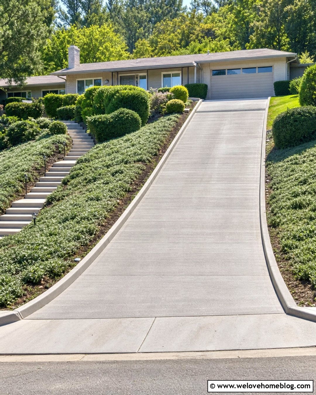 Textured Concrete Steep Driveway - 20 very steep driveway ideas