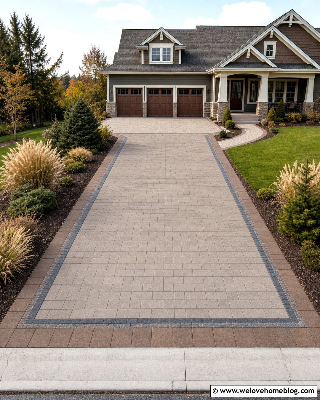 Three Color Interlock Driveway Border - 20 Interlock Driveway Border Ideas