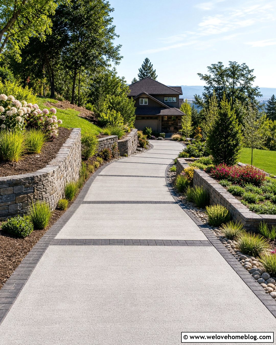 Tiered Downward Sloped Driveway - 20 Downward Sloped Driveway Ideas