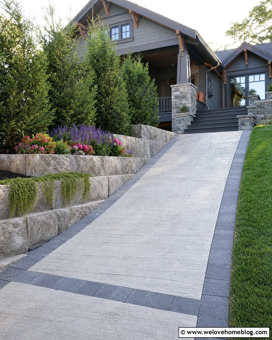 Tiered Planter Boxes On A Sloped Driveway - 20 Driveway Planter Box Ideas
