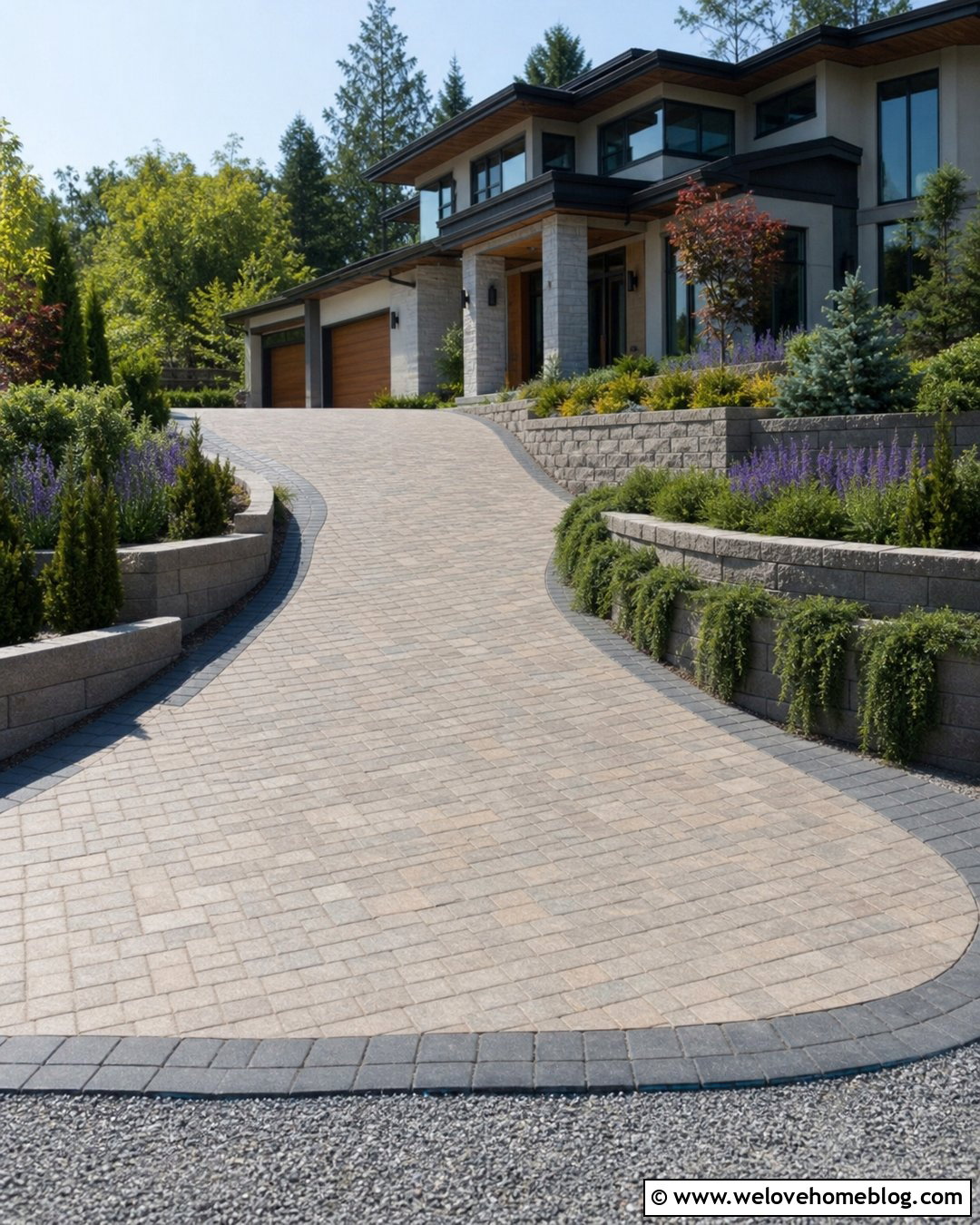Tiered Retaining Wall By Paver Driveway - 20 retaining wall by driveway ideas