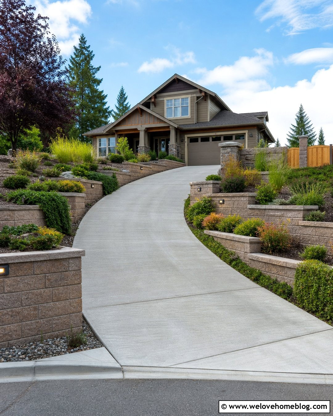 Tiered Retaining Wall Hill Driveway - 20 Hill Driveway Ideas