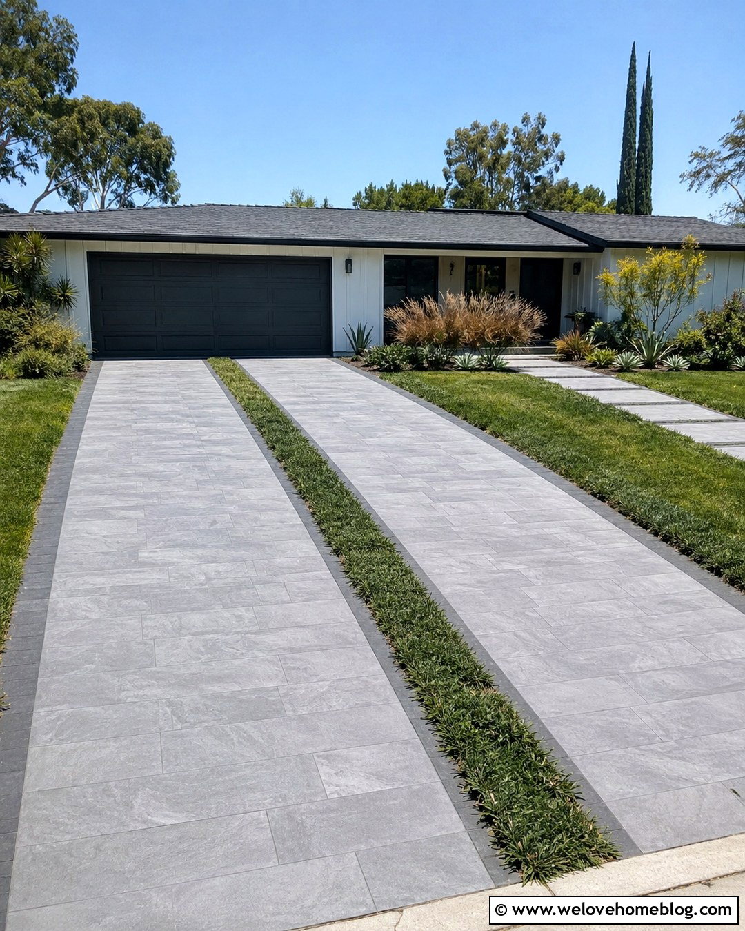 Tile Driveway With Grass Strips - 20 Tile Driveway Ideas