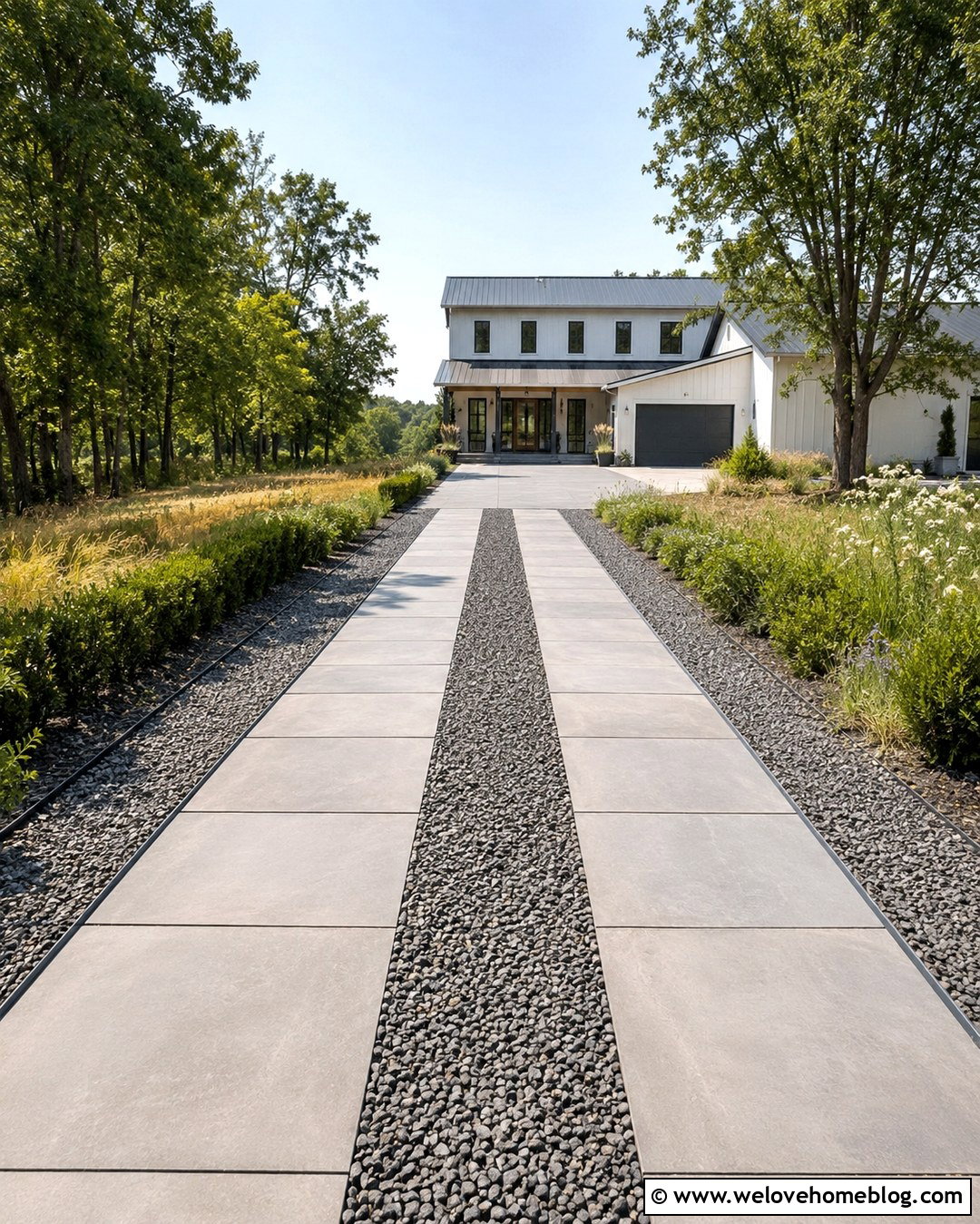 Tiled Driveway With Gravel Center - 20 Tiled Driveway Ideas