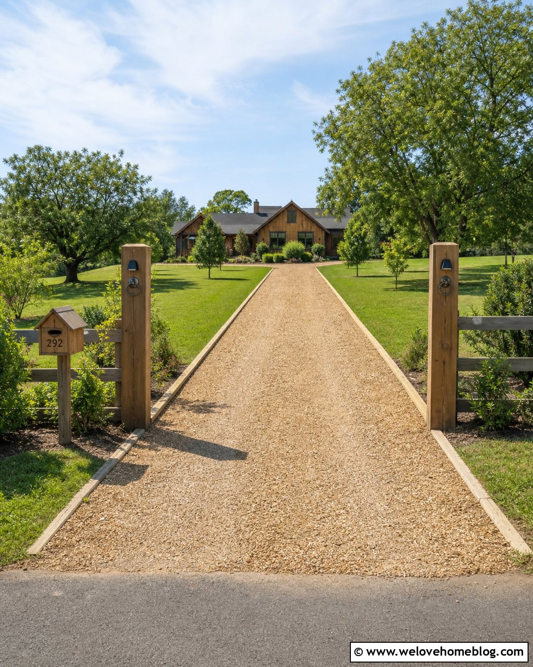 Timber Edge With Gravel Driveway - 20 Driveway Edge Ideas