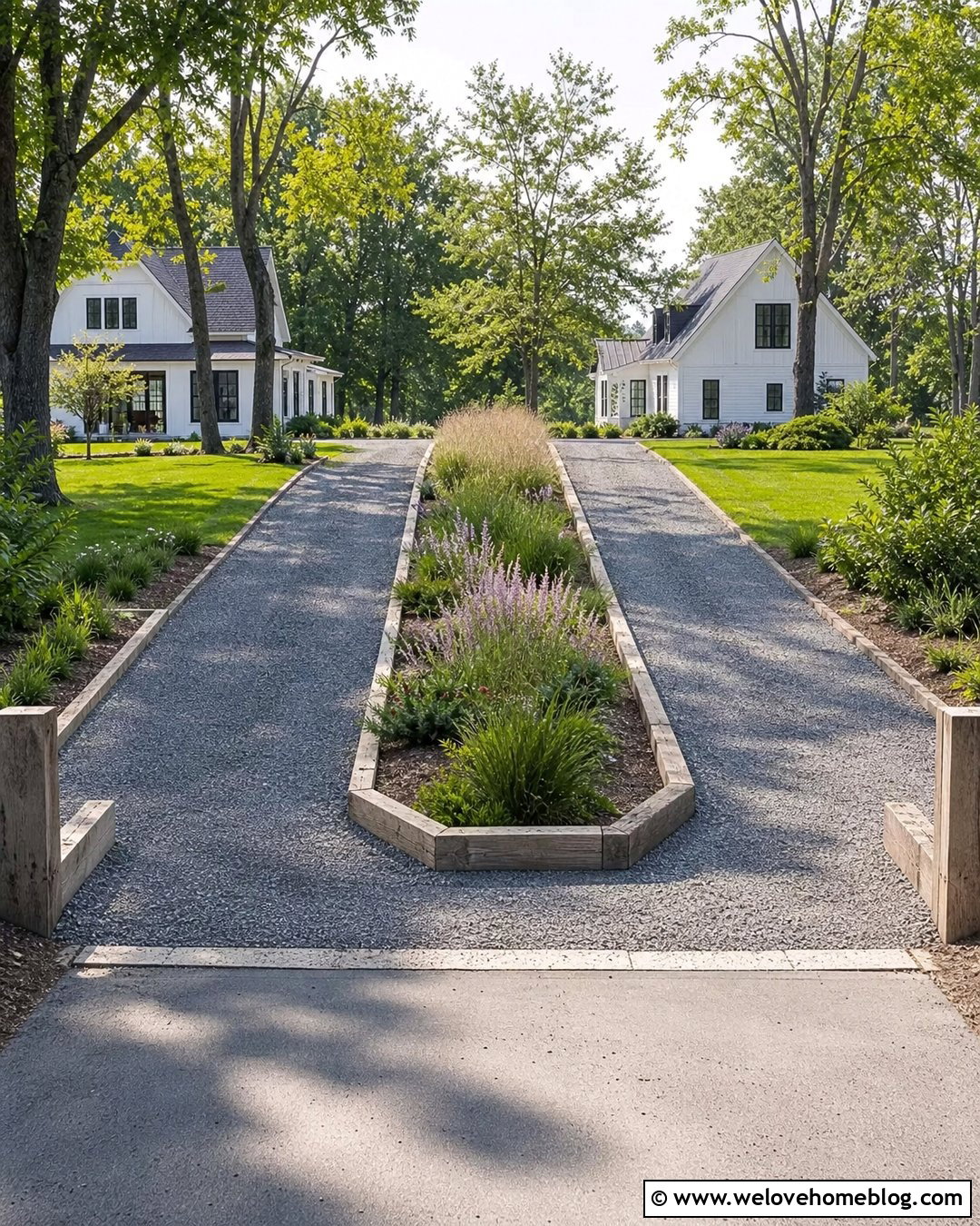 Timber Edging Shared Driveway Divider - 30 shared driveway divider ideas