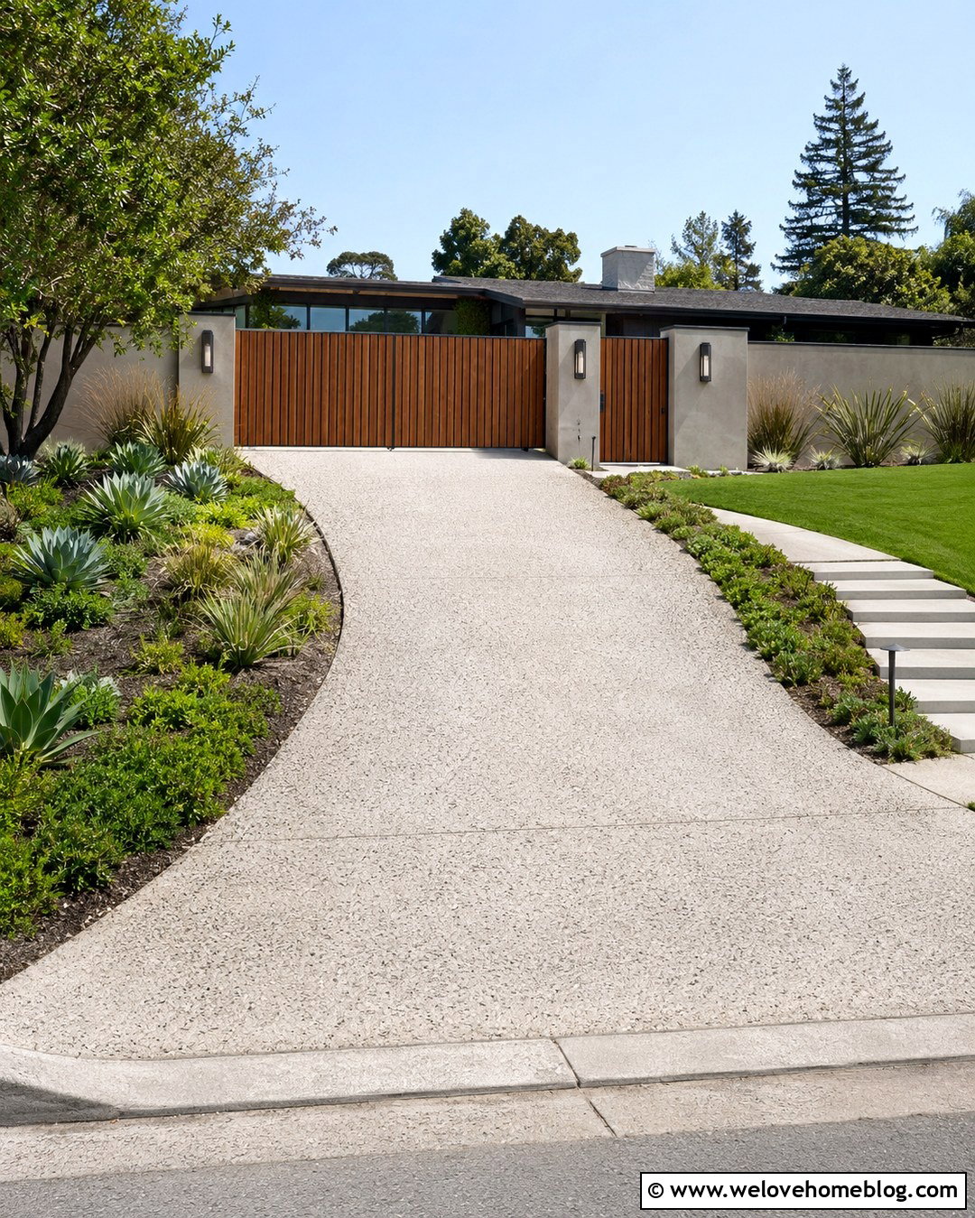Timber Gate With Concrete Pillars - 20 Timber Gates Driveway Ideas