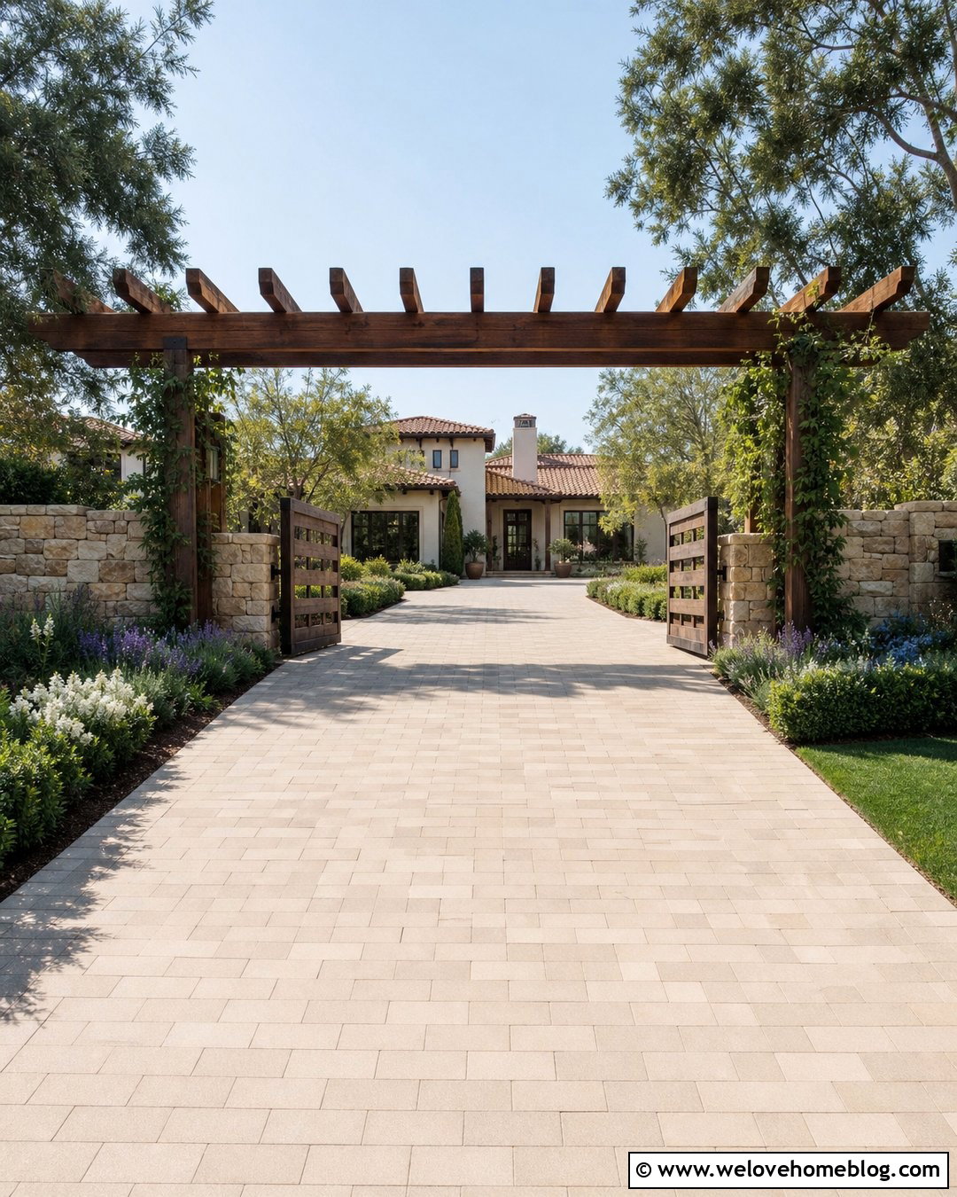 Timber Pergola Driveway Entrance - 20 Timber Frame Driveway Entrance Ideas