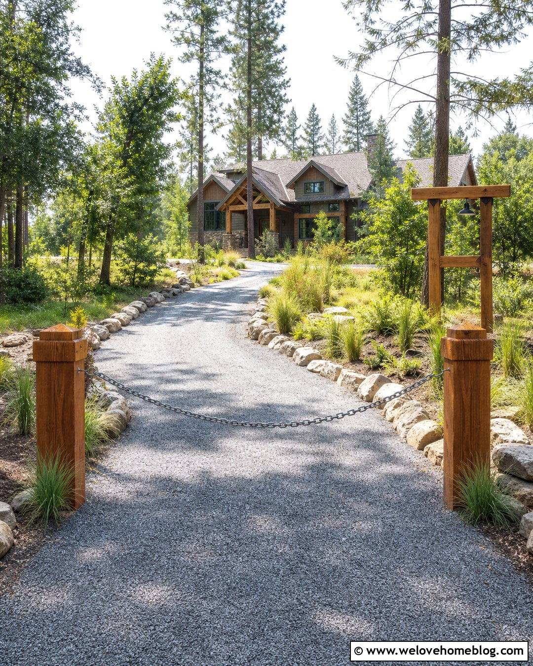 Timber Post Driveway Chain Barrier - 20 Driveway Chain Barrier Ideas