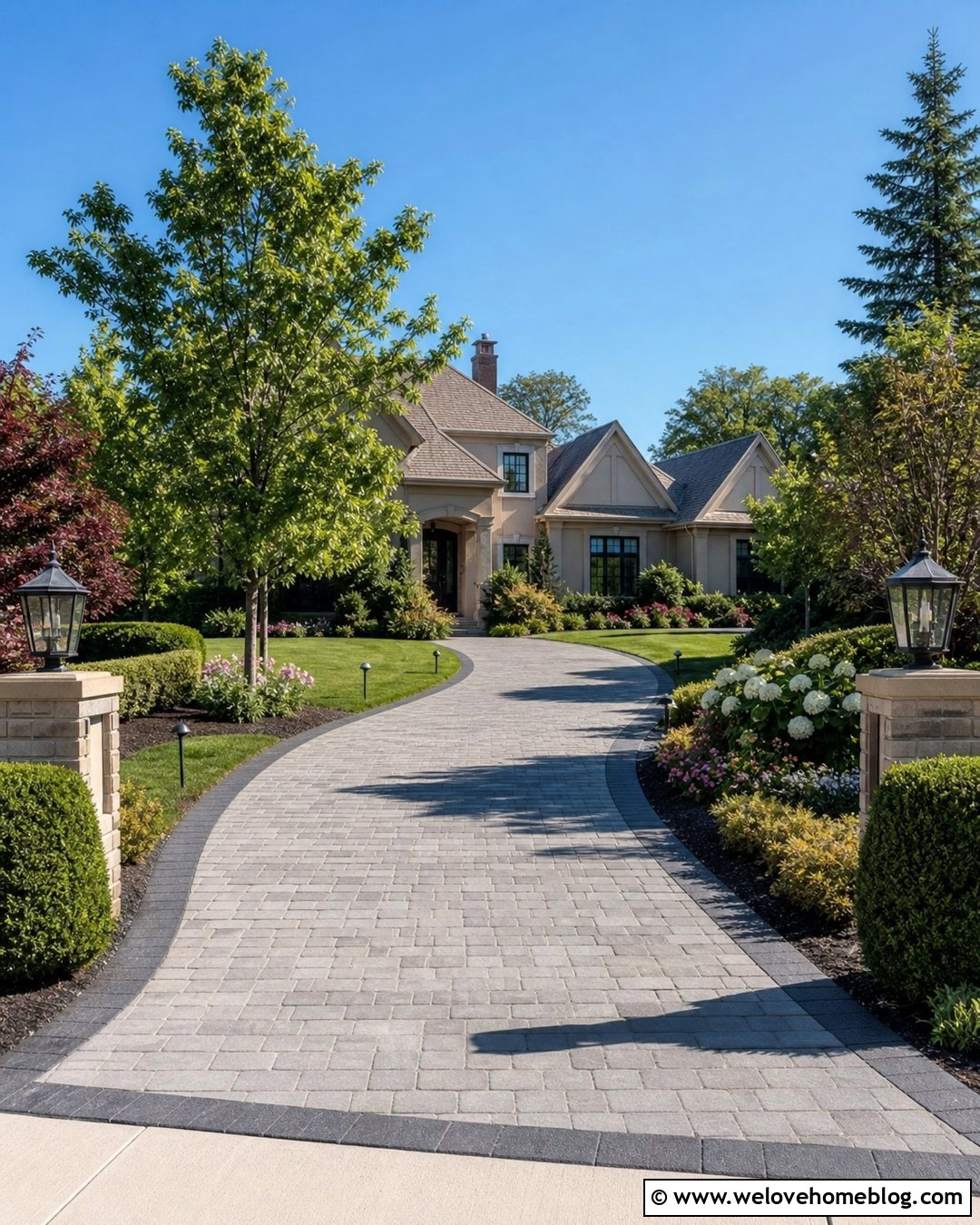 Traditional Driveway With Landscape Lighting - 35 House Driveway Ideas