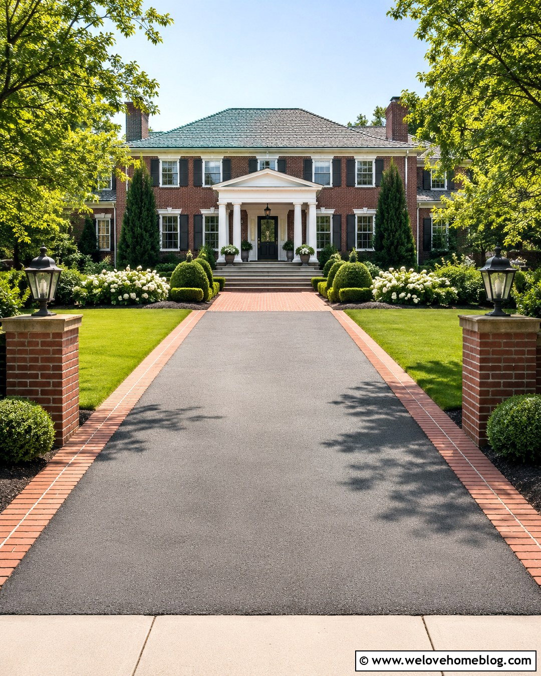Traditional White Portico Driveway Entrance - 20 Portico Driveway Entrance Ideas