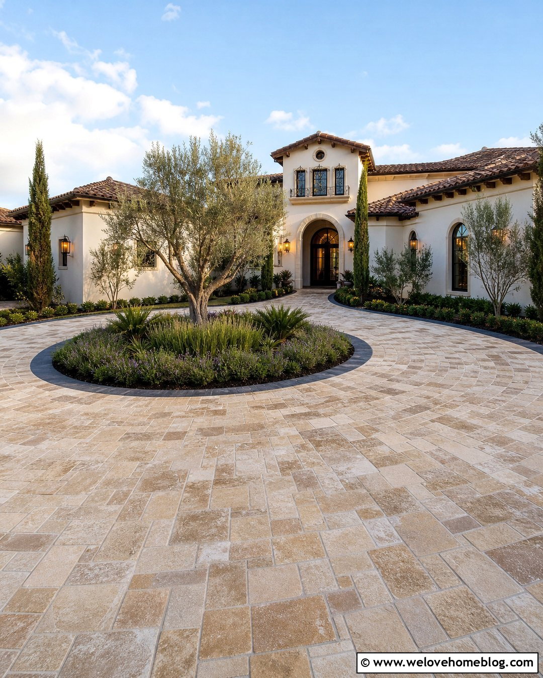 Travertine Paver Driveway - 25 Driveway Stone Ideas