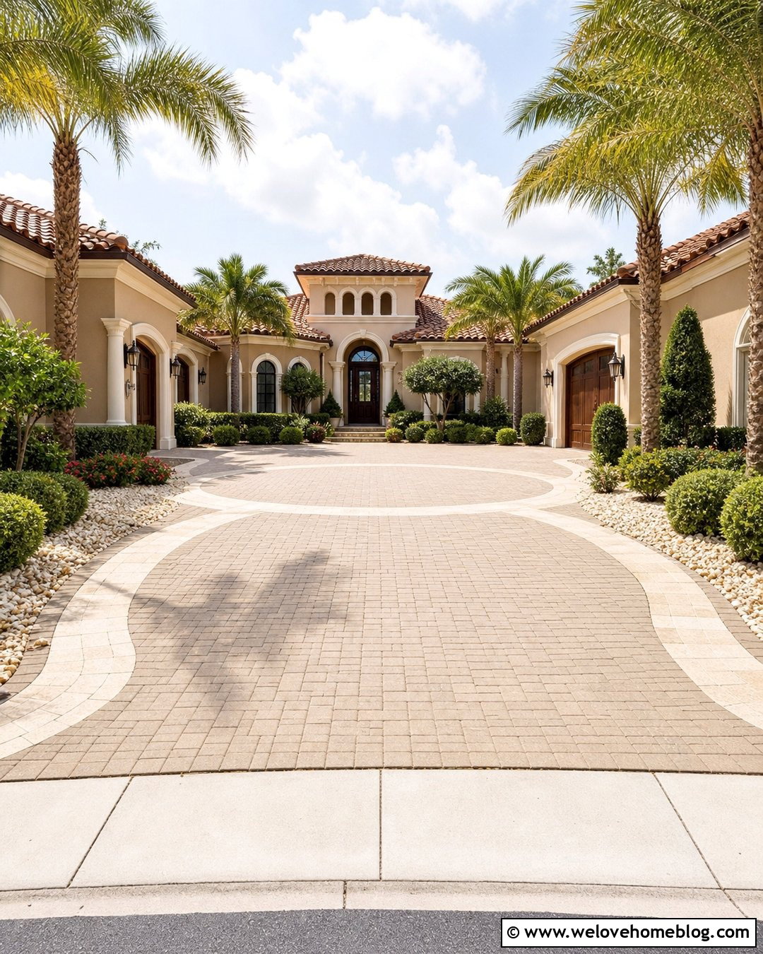 Travertine Paver Driveway Border - 40 Driveway Border Ideas