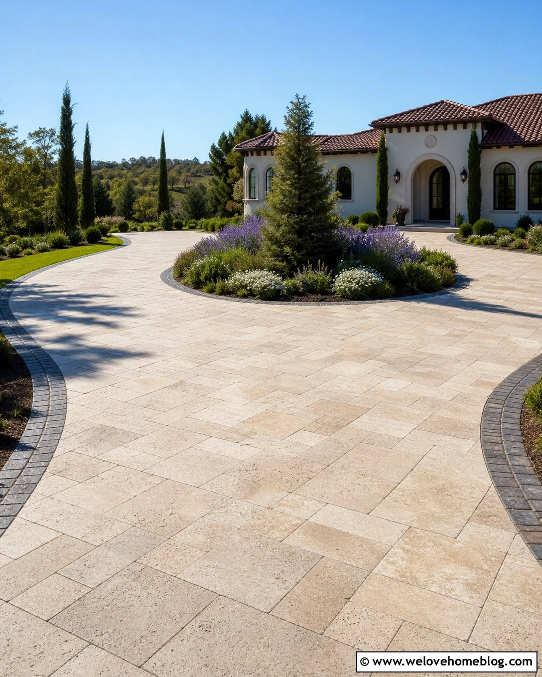Travertine Paver Driveway Flooring - 35 Driveway Flooring Ideas
