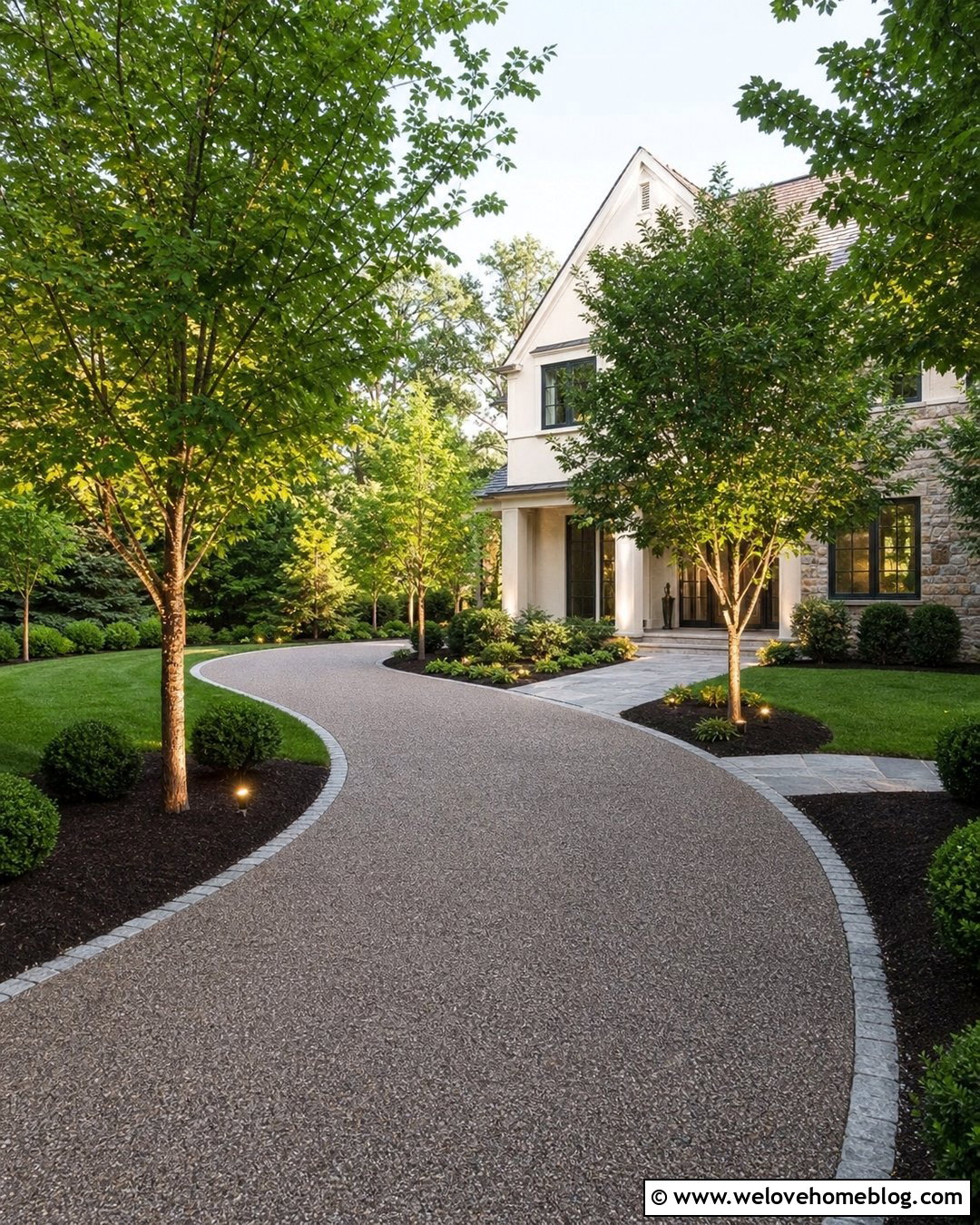 Tree Lined Driveway With Lighting - 20 treed driveways ideas