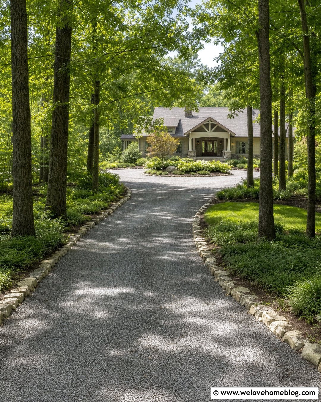 Tree Lined Gravel Driveway With Turnaround - 25 Car Driveway Ideas