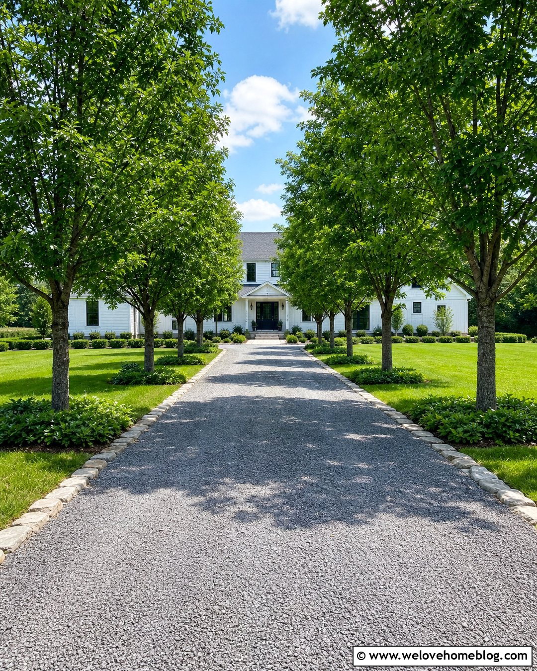 Tree Lined Gravel Driveway - 20 Driveway Tree Planting Ideas