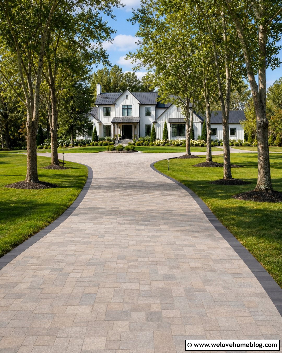Tree Lined Paved Driveway - 35 paved driveway ideas