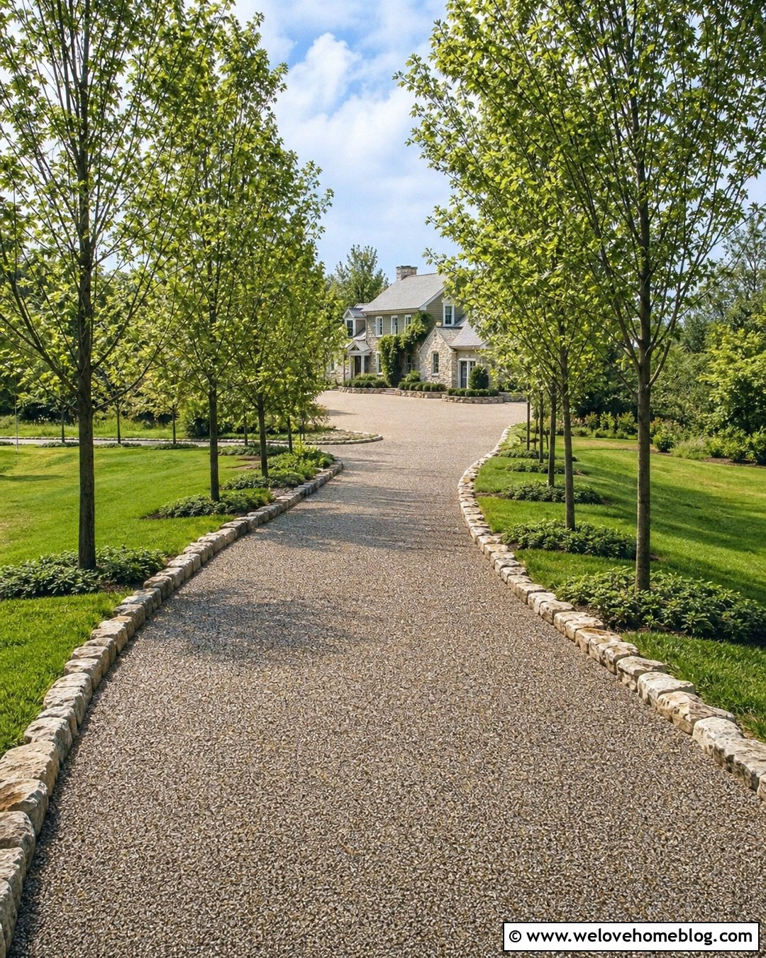 Tree Lined Resin Driveway With Stone Borders - 40 resin driveway ideas